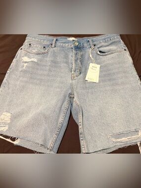 Rails The Beachwood High Rise Bermuda Shorts Distressed Denim Size 32 NWT